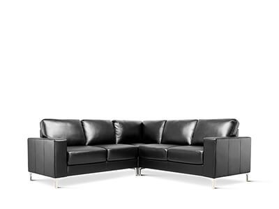 Baltimore Black Leather Corner Sofa
