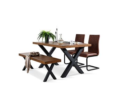 Franklin dining table, Bench and Perth chairs