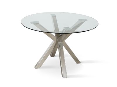 Plaza Round Chrome and Glass 110cm Dining Table