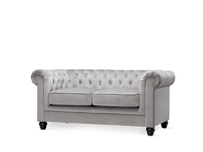 Hampton Grey Velvet 2 Seater Sofa