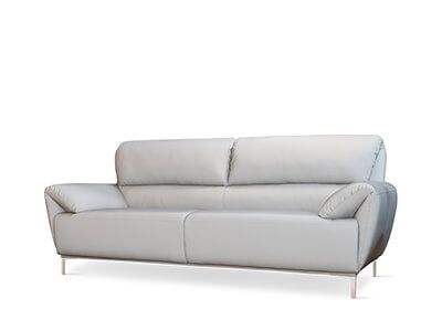 Enzo Light Grey Leather 3 Seater Sofa