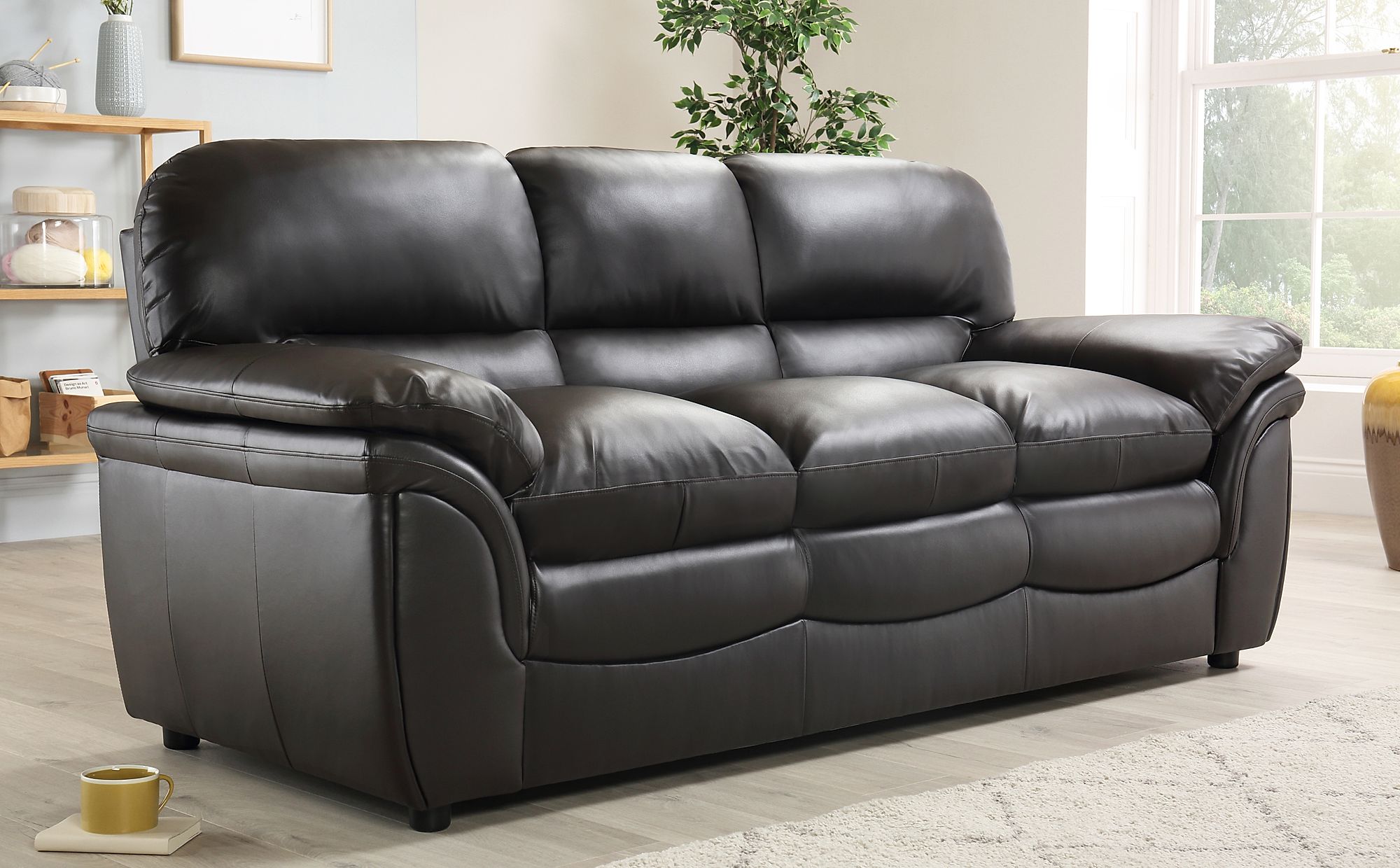 real leather brown sofa