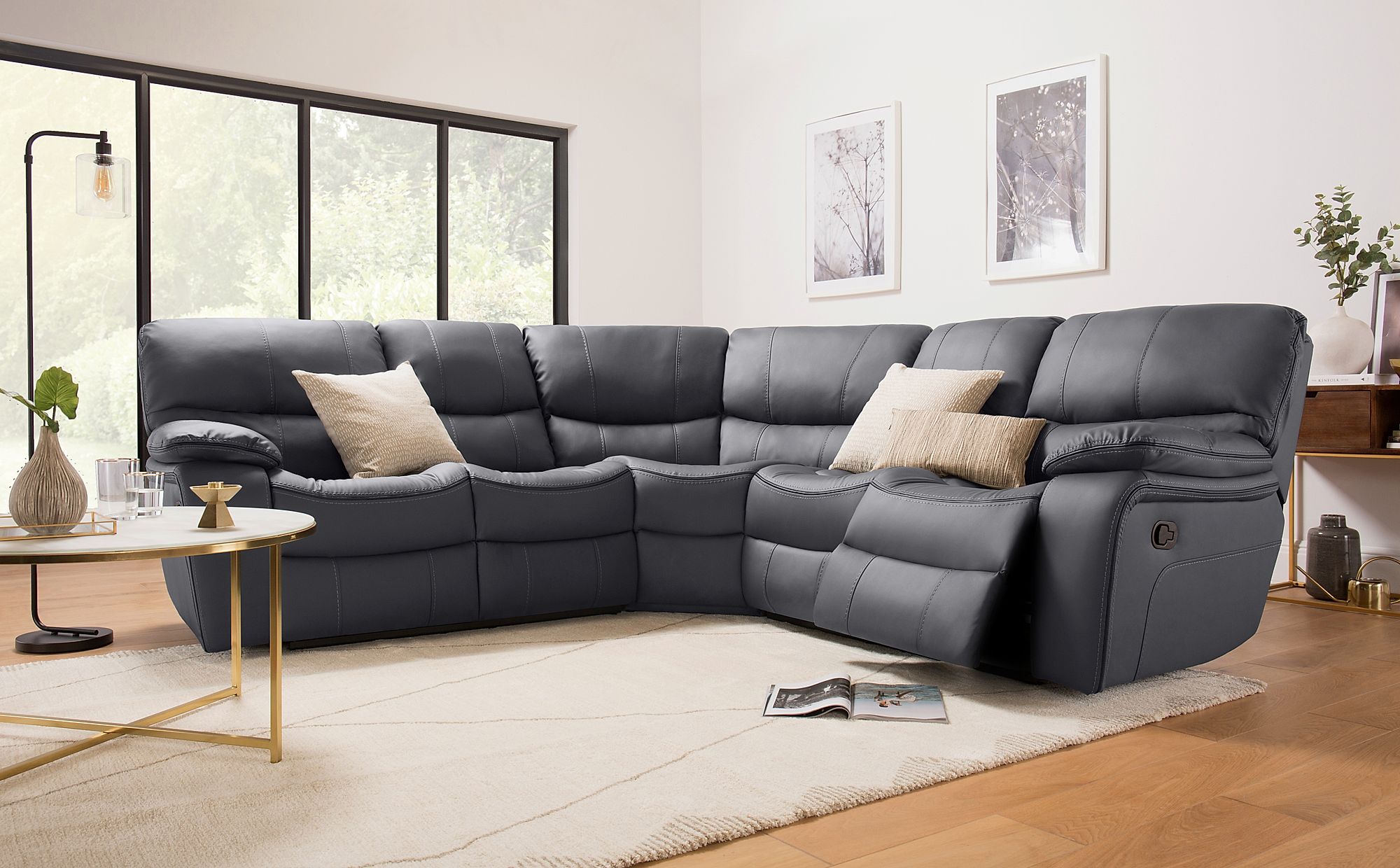 corner sofa leather grey