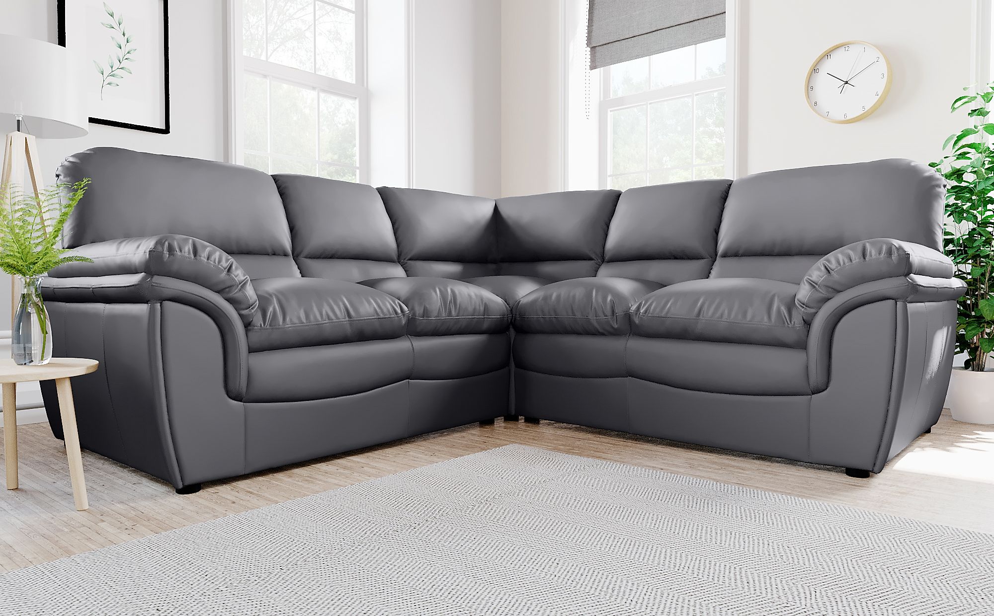 Rochester Grey Leather Corner Sofa Furniture Choice