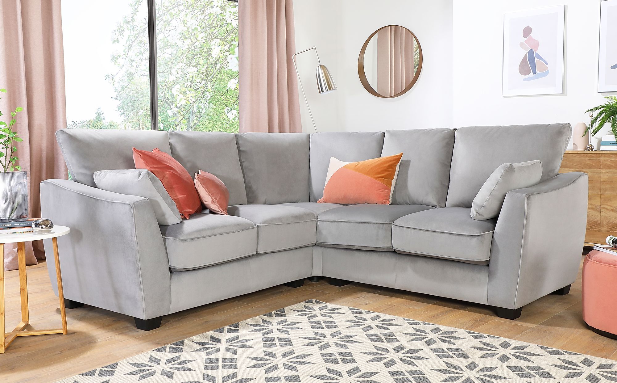 Claremont Grey Velvet Corner Sofa | Furniture Choice