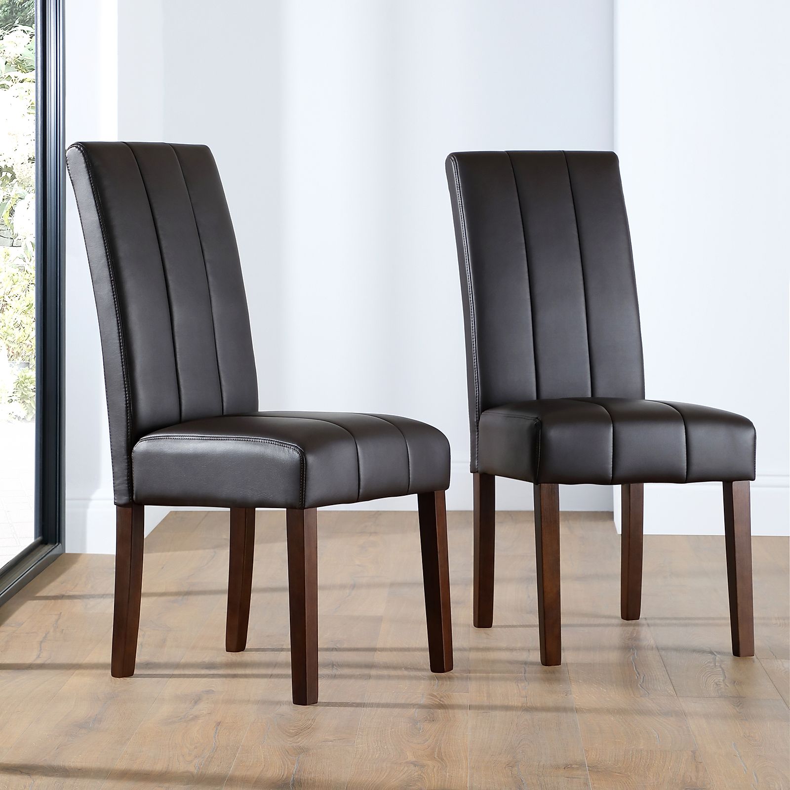 Carrick Brown Leather Dining Chair (Dark Leg) | Furniture Choice