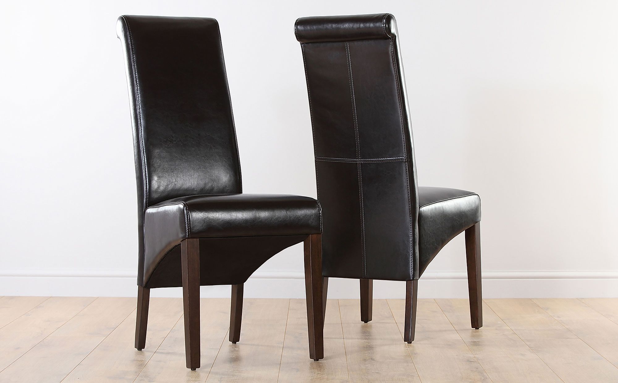 Boston Brown Leather Dining Chair Dark Leg | Furniture Choice