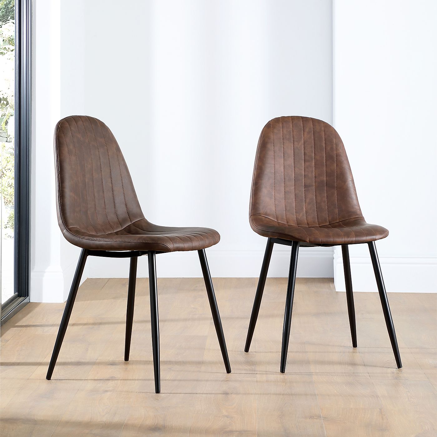 Brooklyn Brown Leather Dining Chair Black Leg Furniture