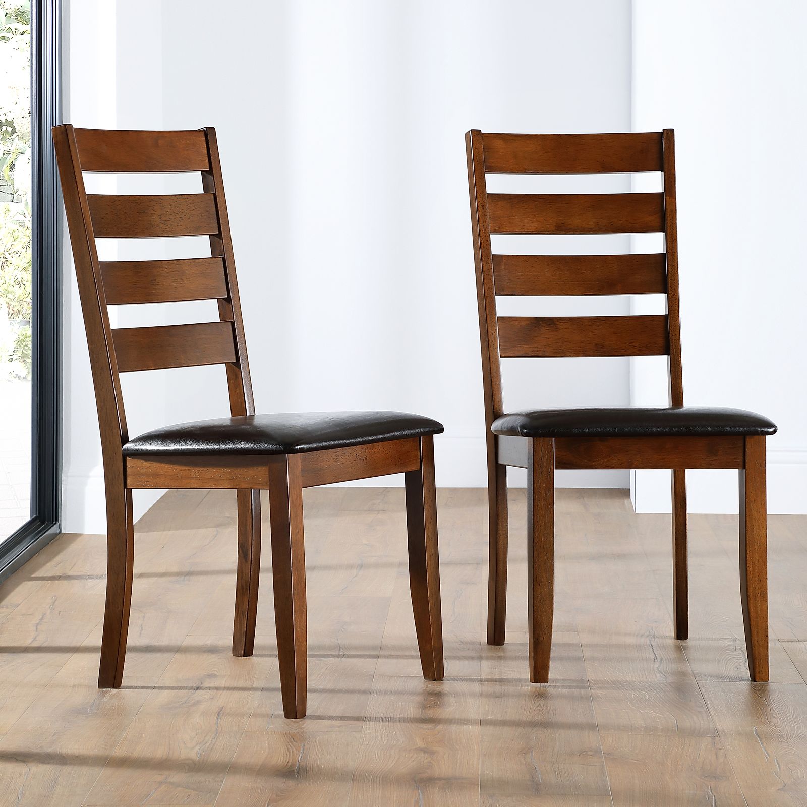 Grove Dark Wood Dining Chair (Brown Leather Seat Pad