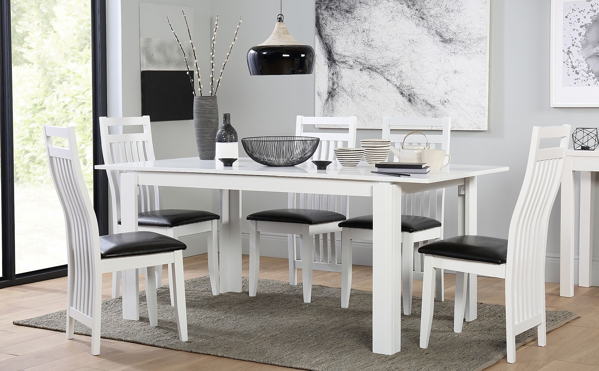 Aspen White Extending Dining Table And 6 Chairs Set Java