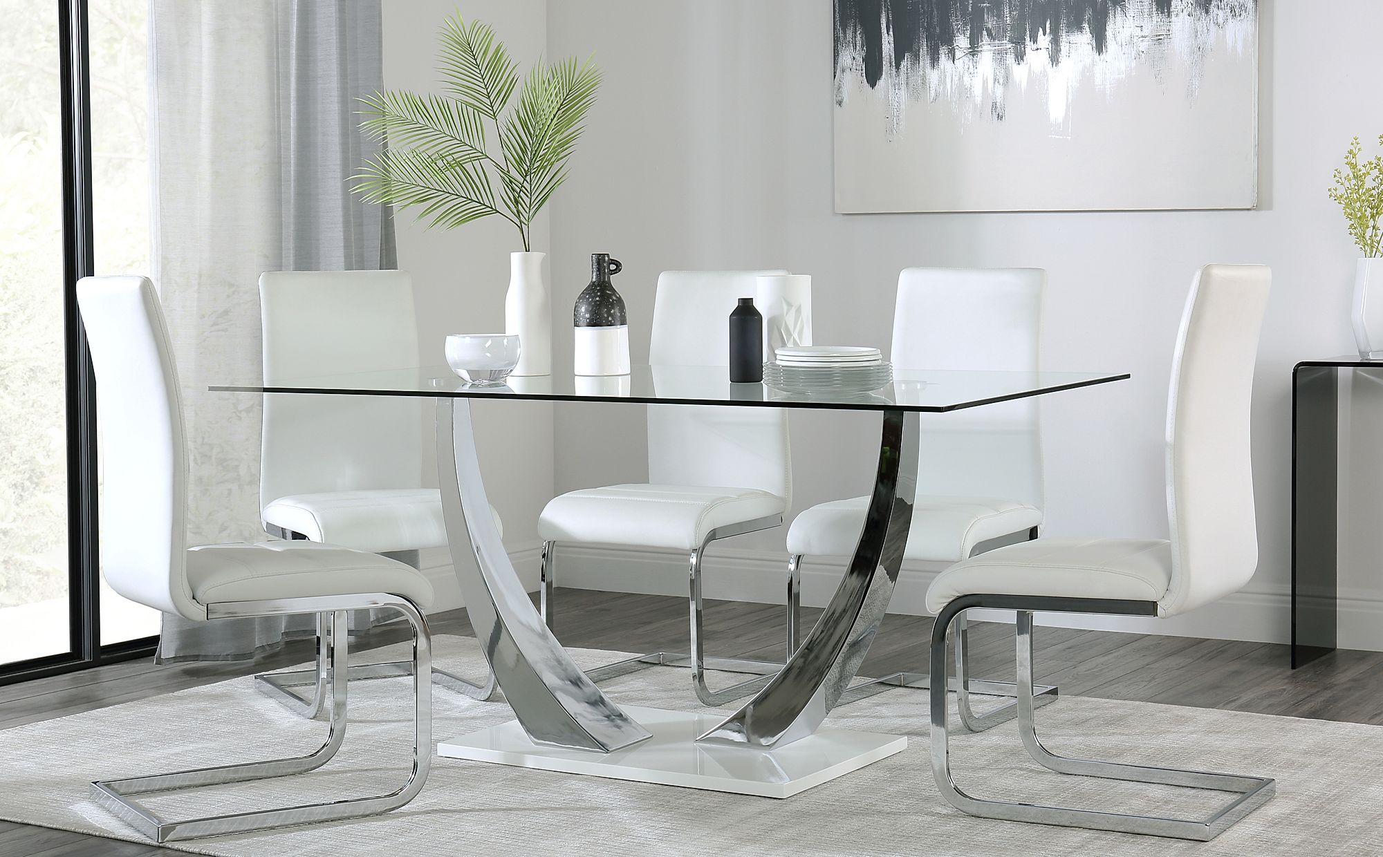 Glass Dining Room Table With White Base