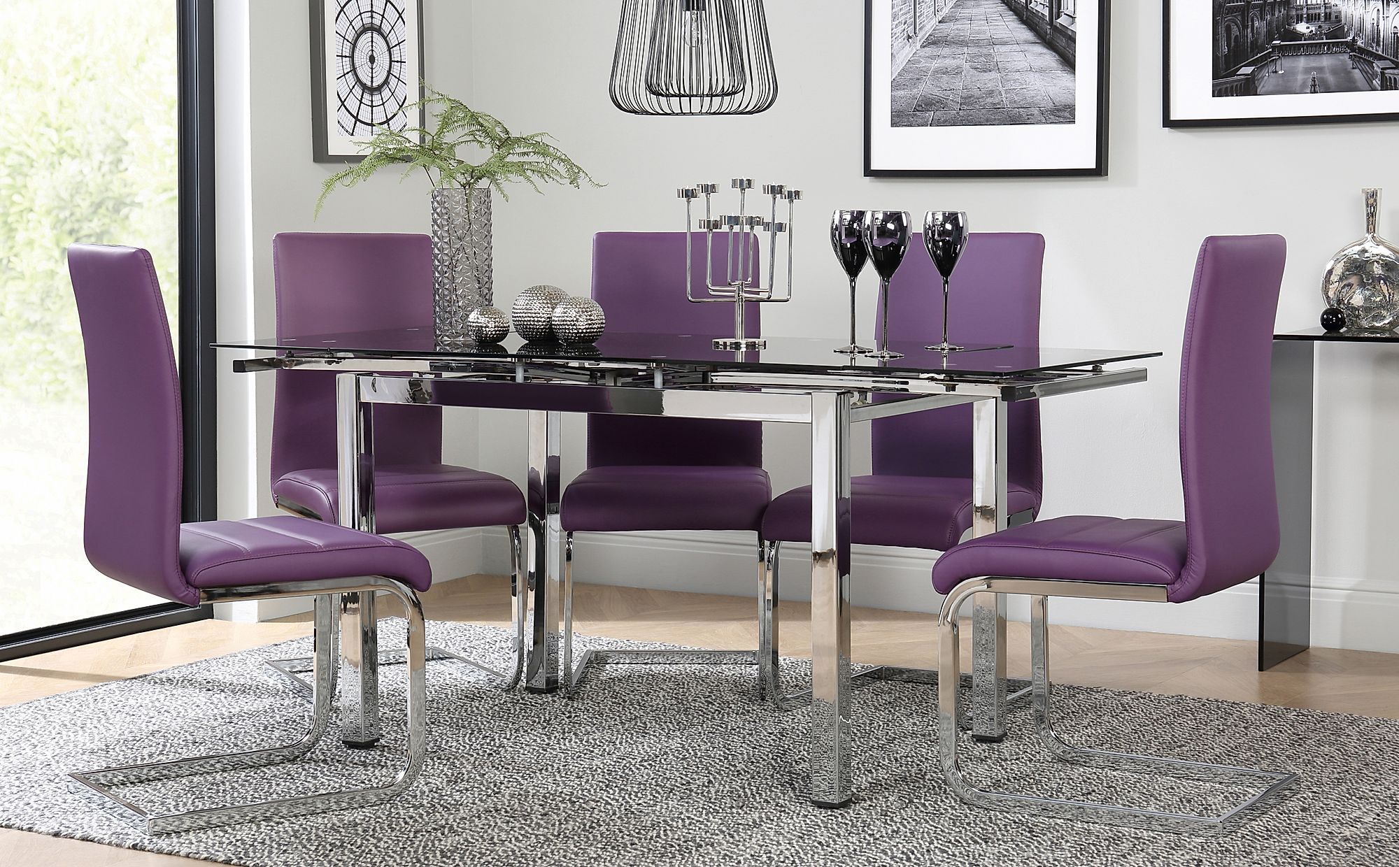 glass kitchen table with chrome legs