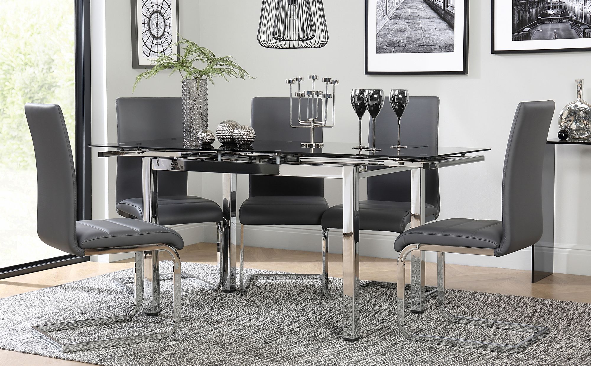 grey table and chair for kitchen
