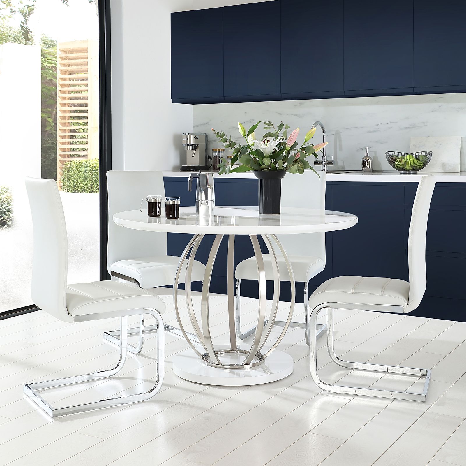 white high gloss dining table and chairs Full white high gloss dining table and 4 chairs