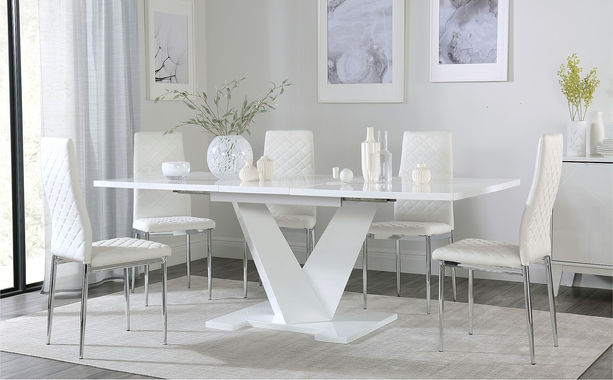 white tile dining room table