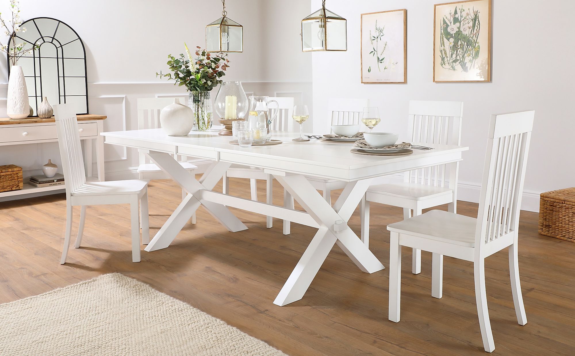 white kitchen table and 6 chair