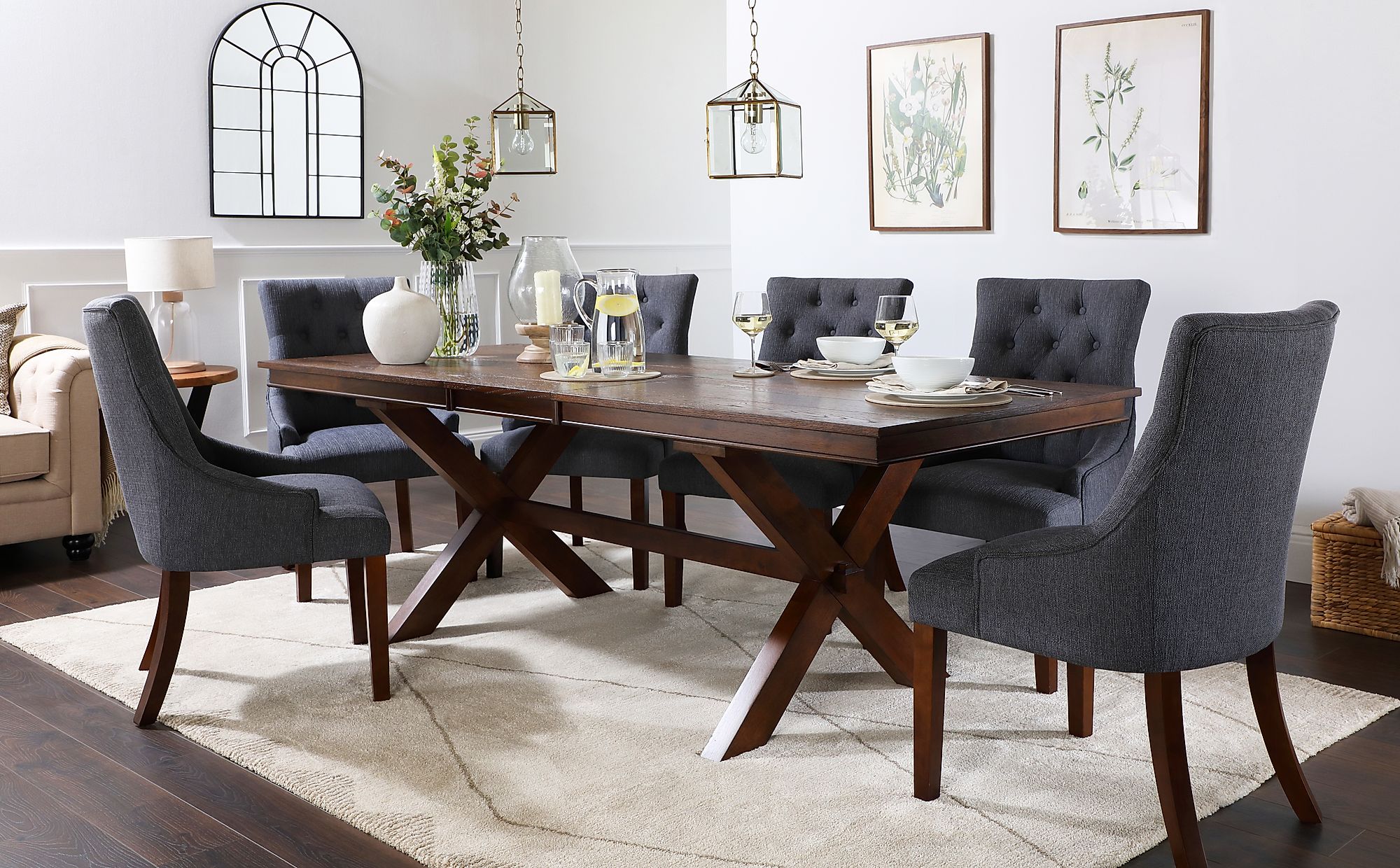 Dark Wooden Dining Table Set : Dark Wood Dining Room Table with Six