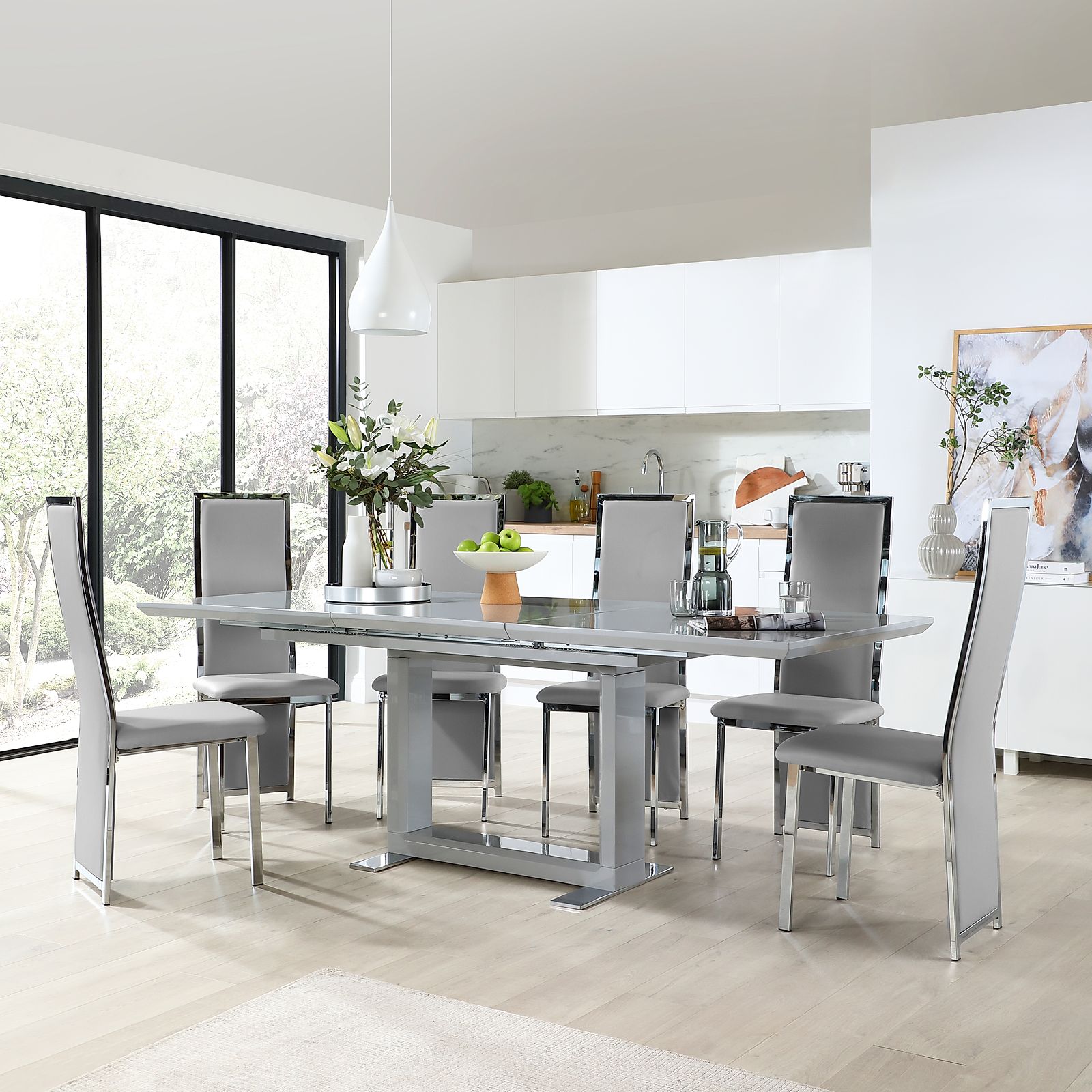 Extending Dining Table And 8 Chairs Uker : Signature Grey Painted ...