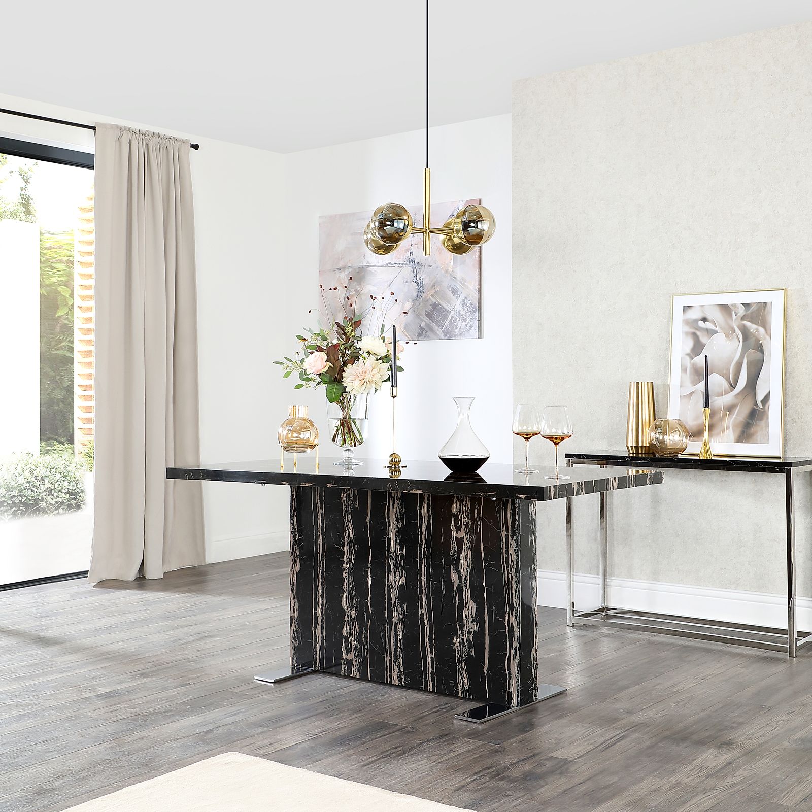 Magnus Black Marble 160cm Dining Table | Furniture Choice