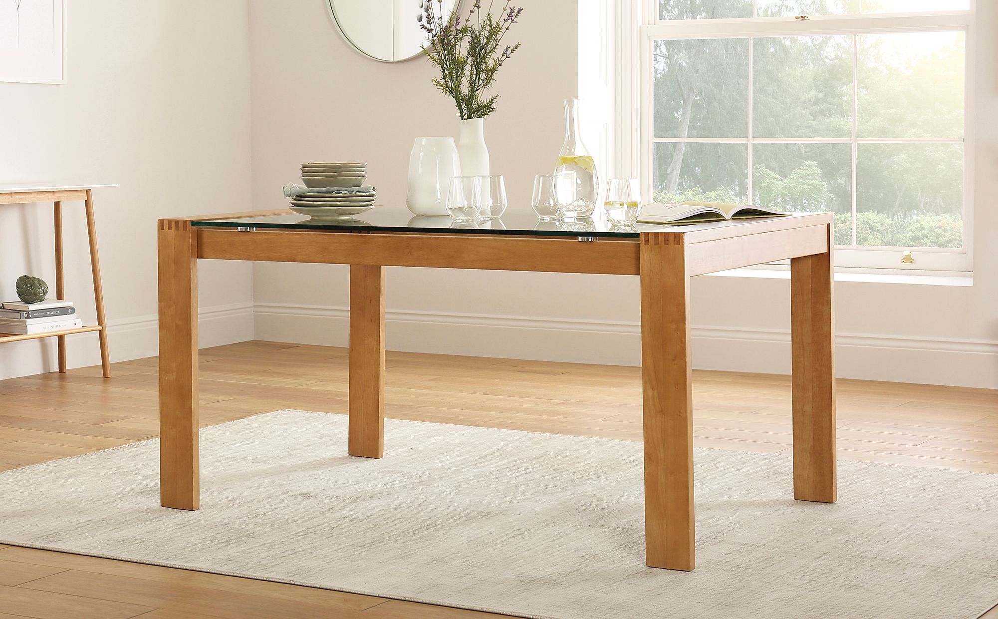 tate oak and glass 150cm dining table furniture choice