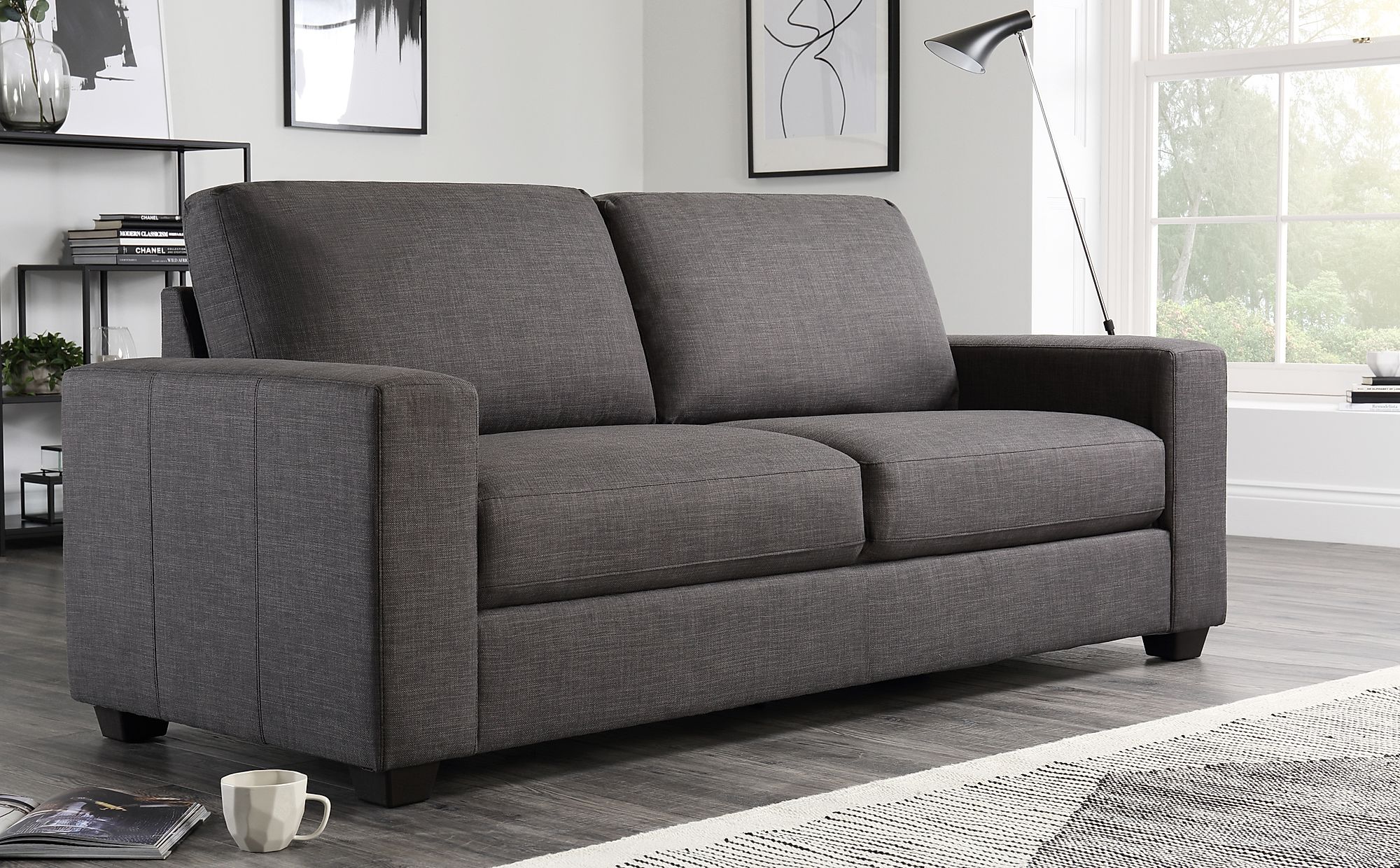 amelia blue fabric 3 seater sofa bed