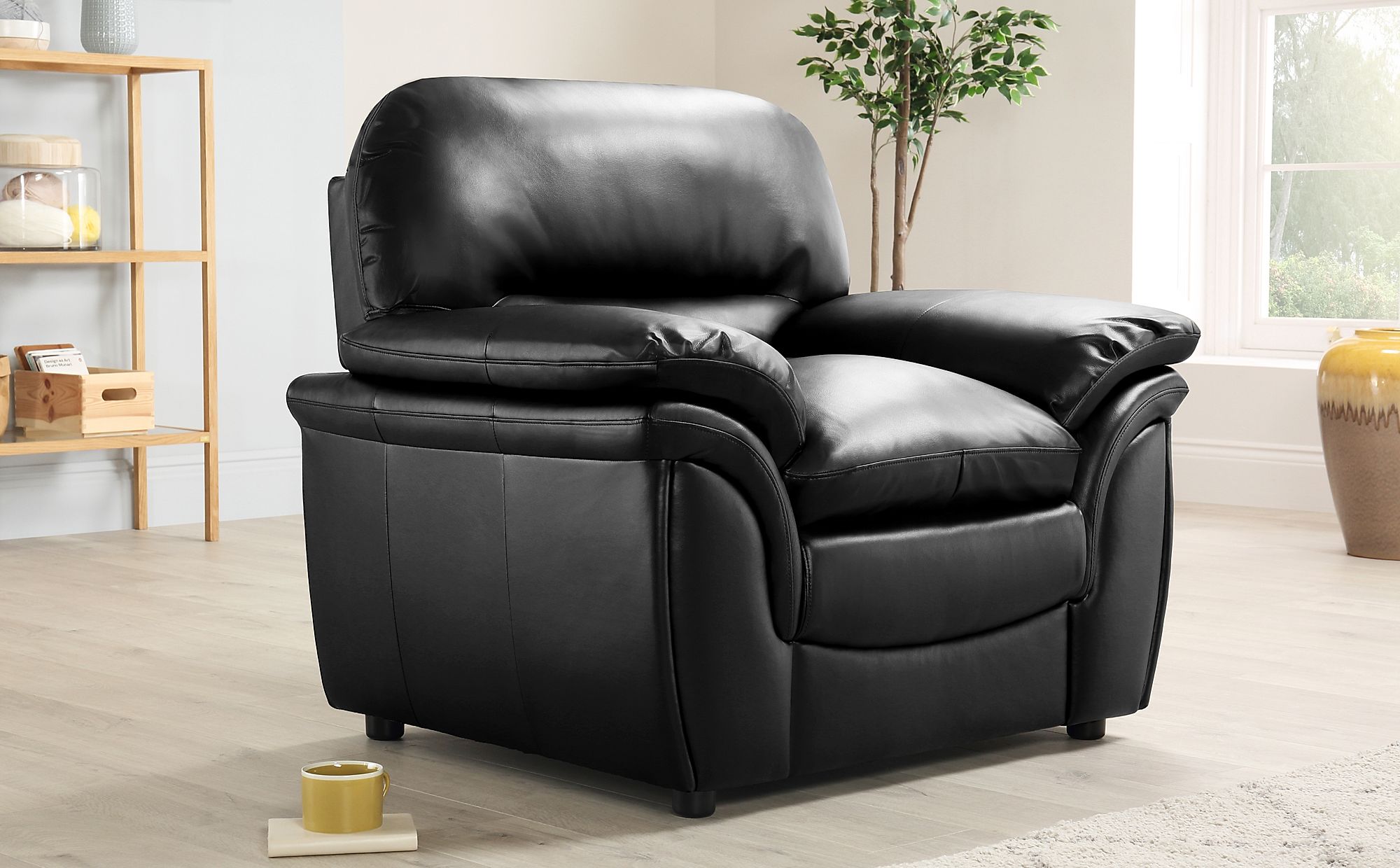 Rochester Black Leather Armchair | Furniture Choice
