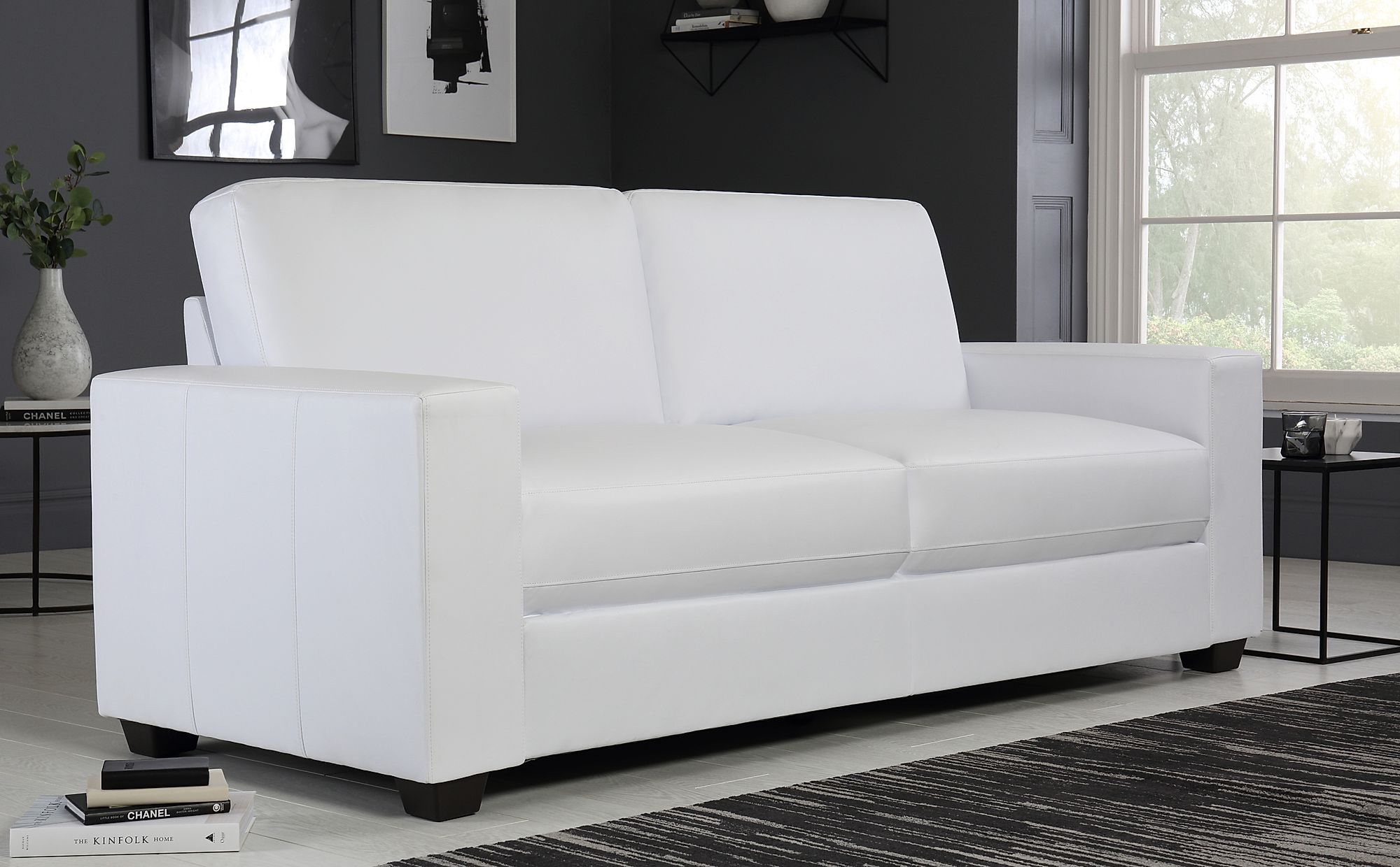 white bonded leather sofa 3 seater