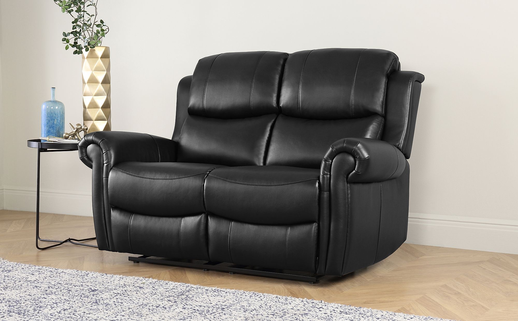 Hadlow Black Leather 2 Seater Recliner Sofa Only £499.99