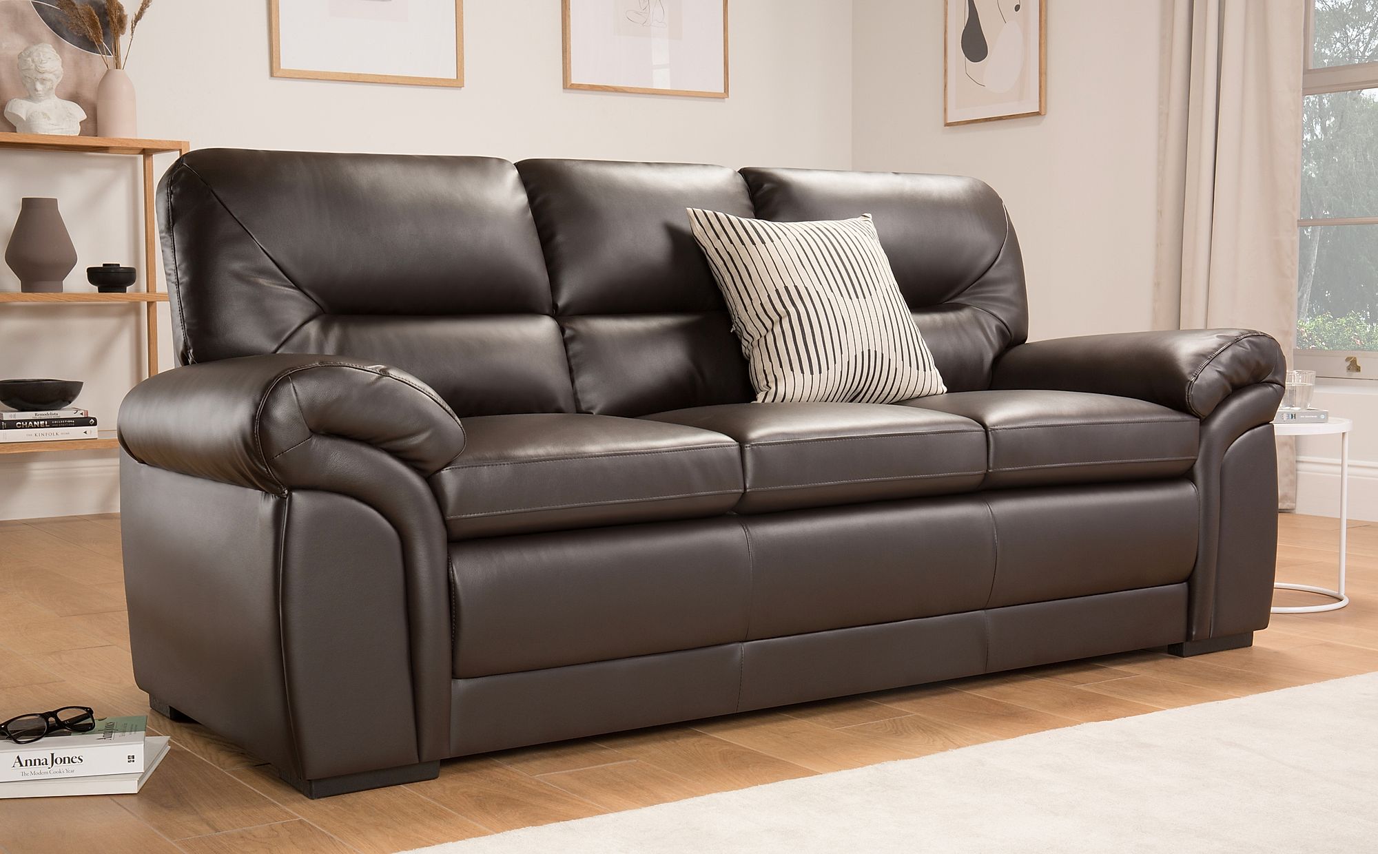 3 seater brown leather sofa ebay