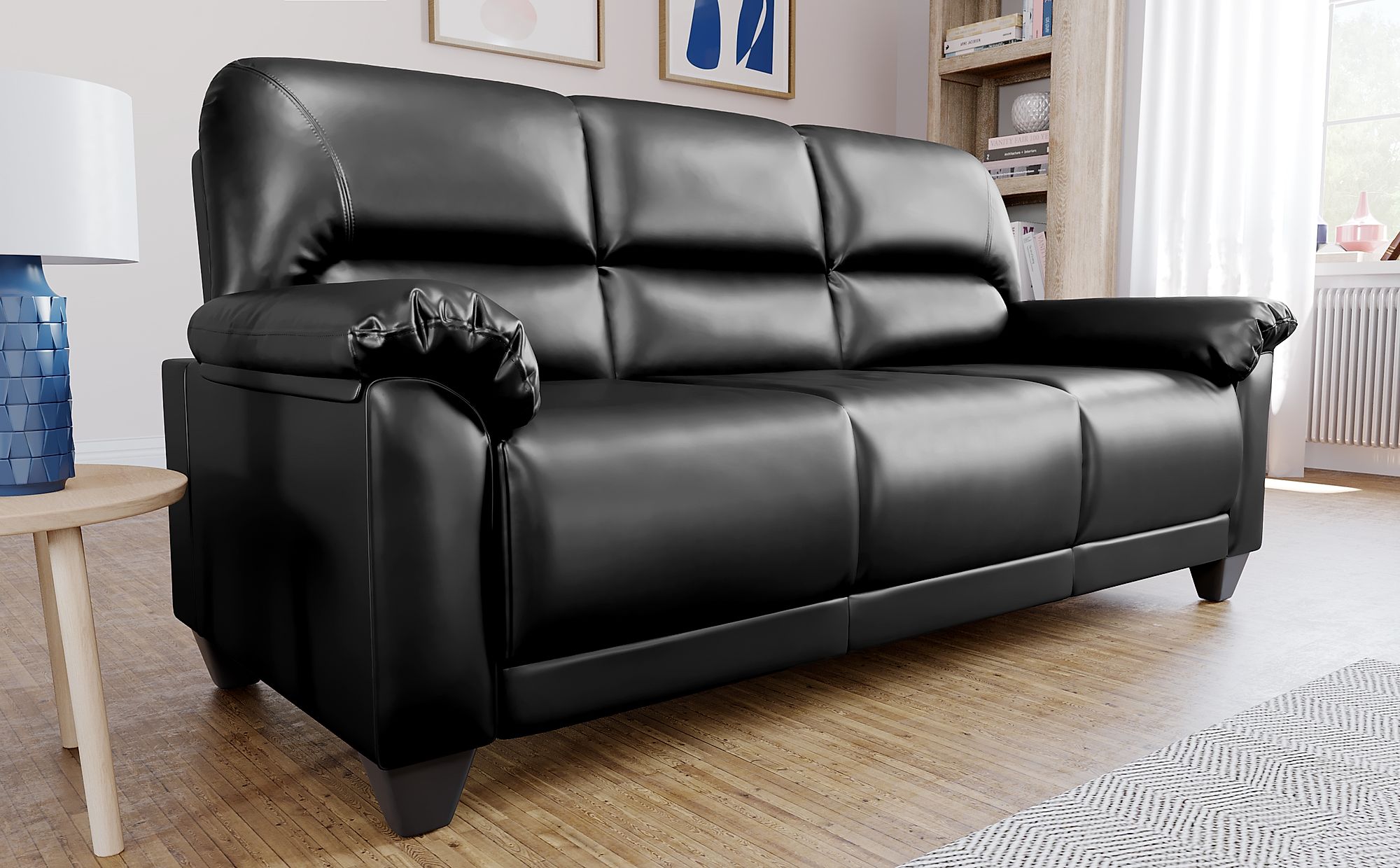 small black leather sleeper sofa