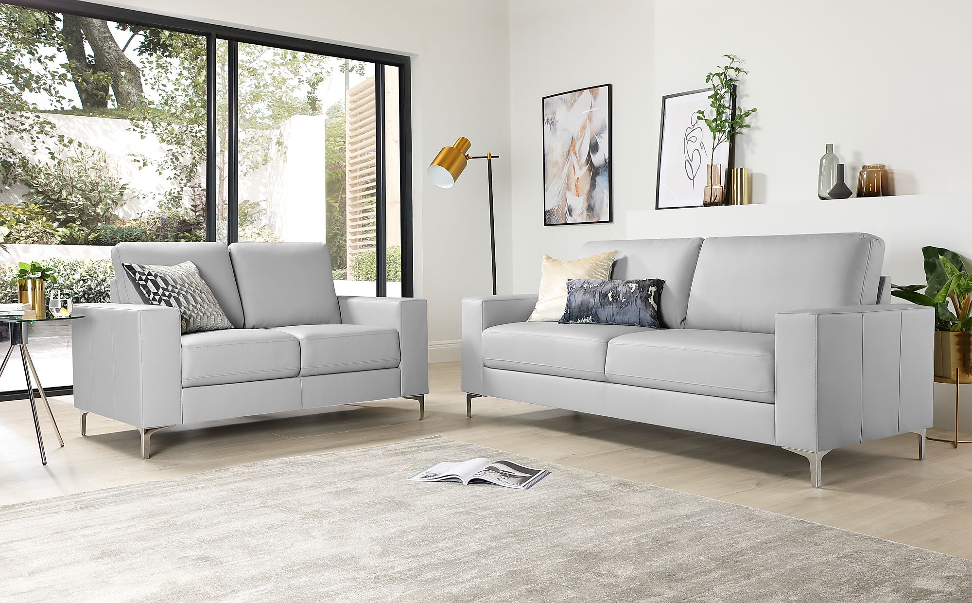 grey leather sofa set