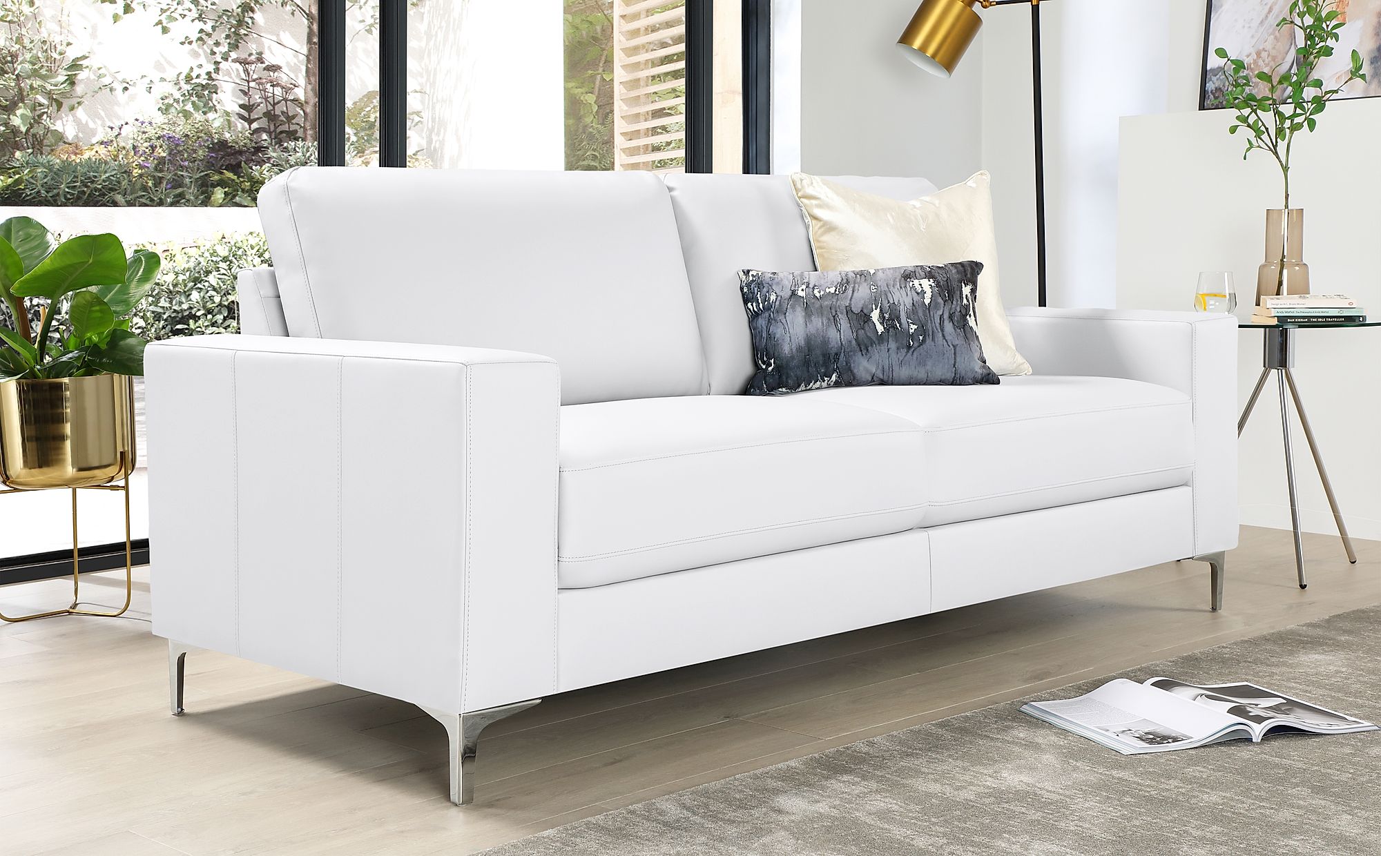 white leather sofa and kids
