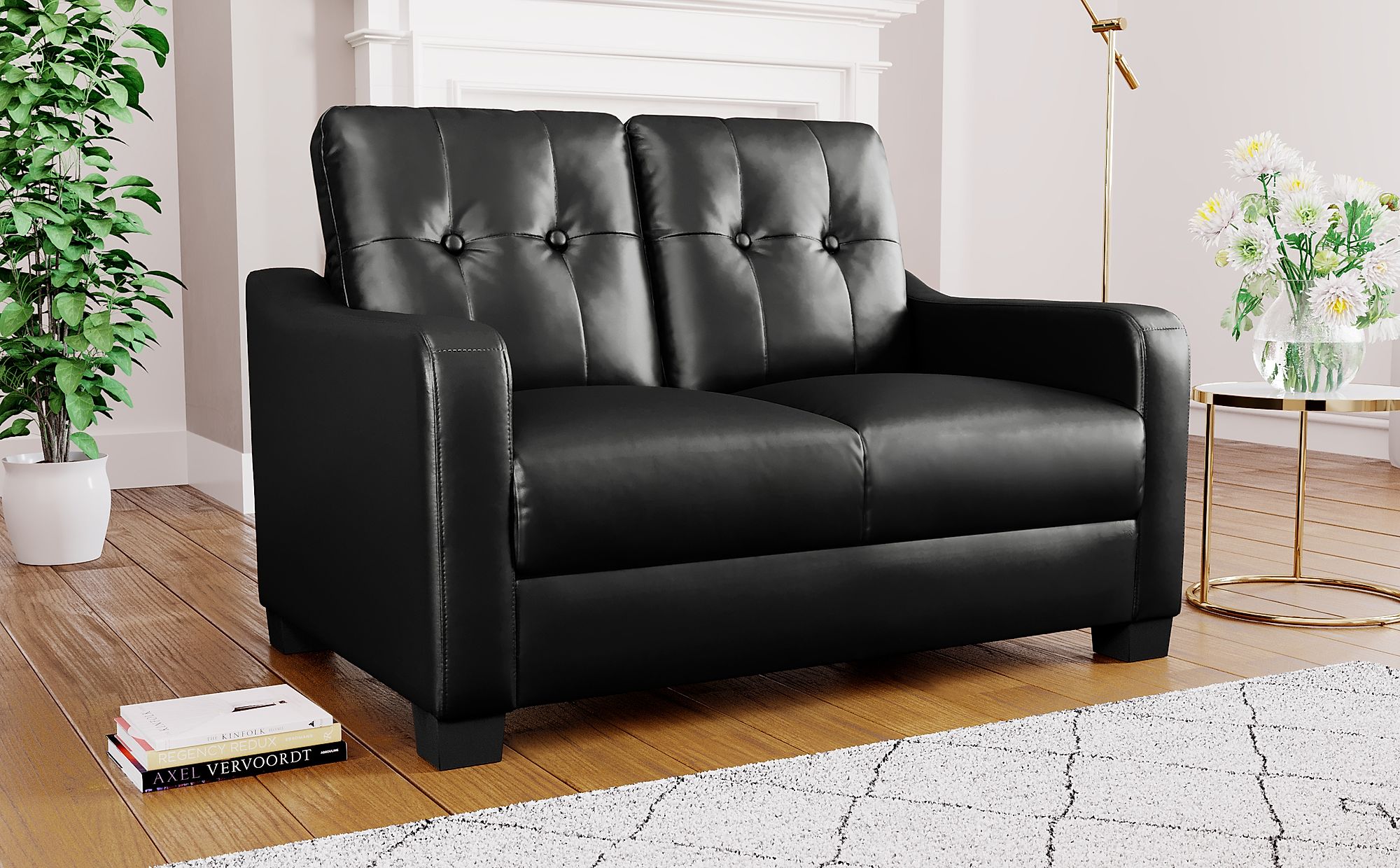 2 seater black leather sofa ikea
