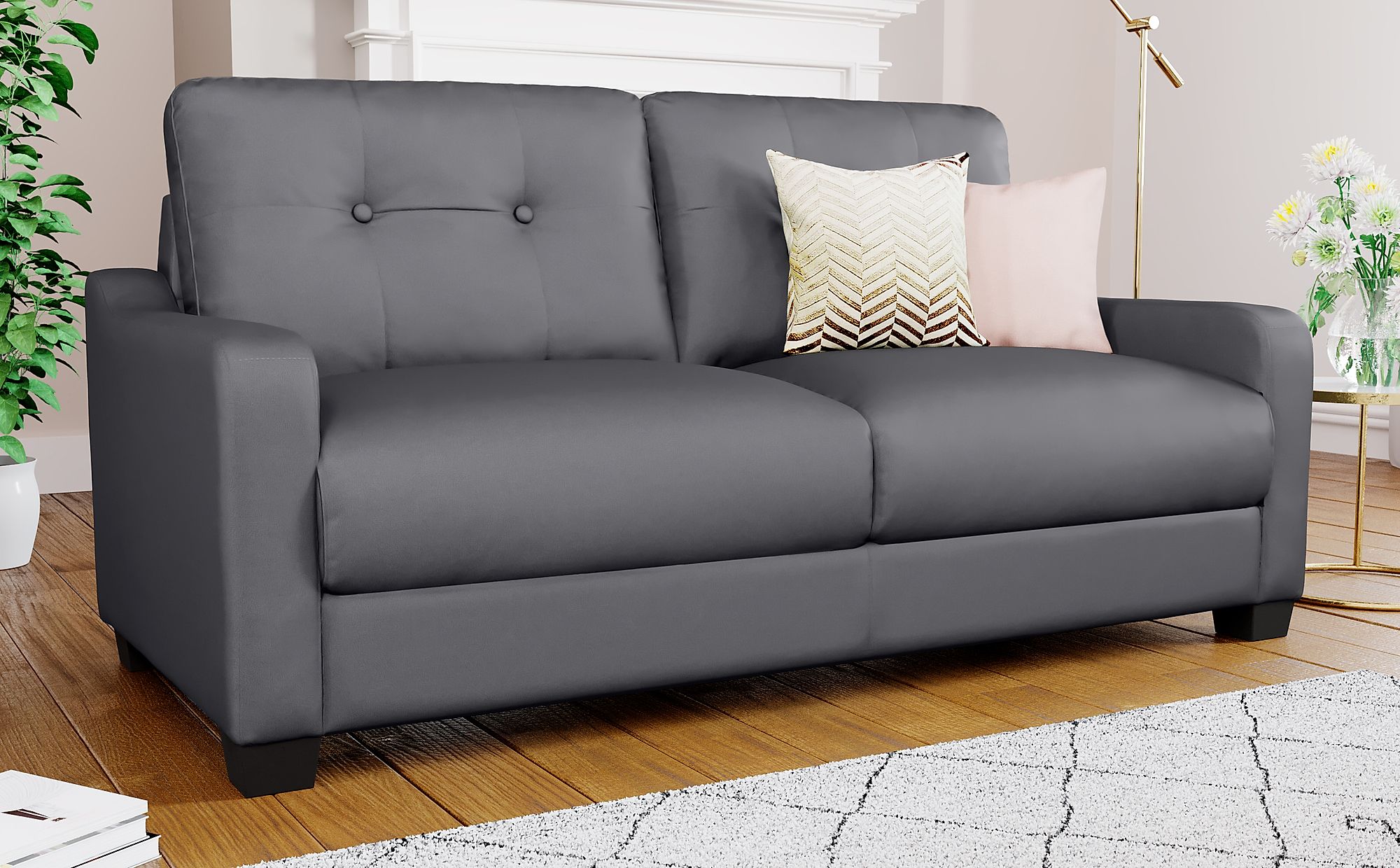 Belmont Grey Leather 3 Seater Sofa Furniture Choice