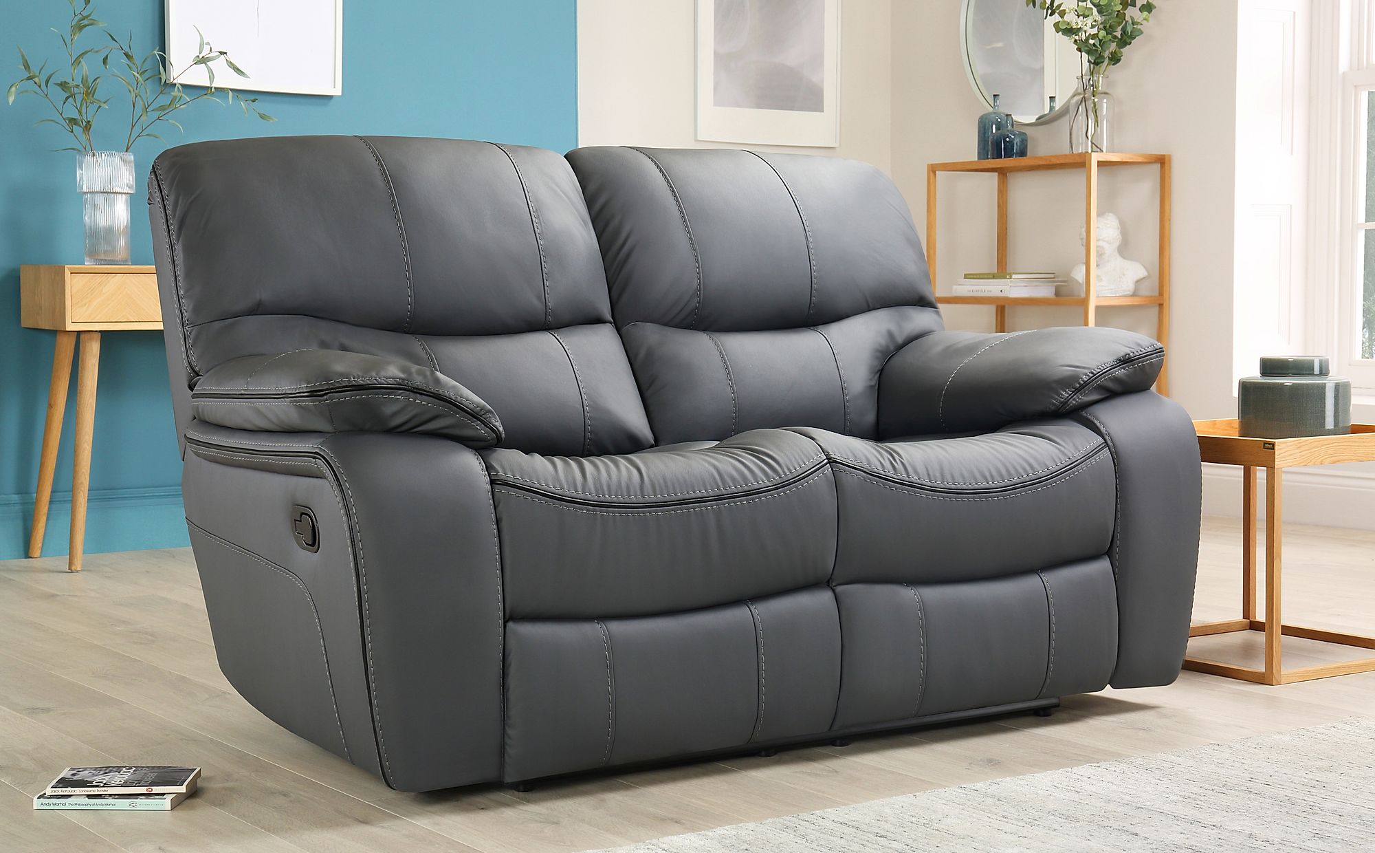 cloth and leather recliner sofa