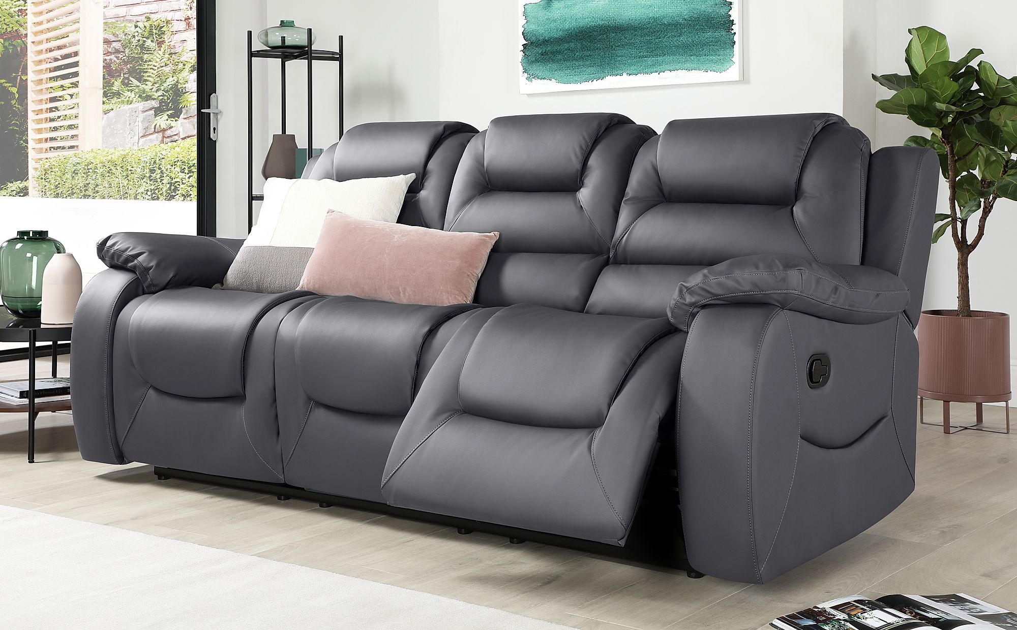 3 seat reclining leather sofa