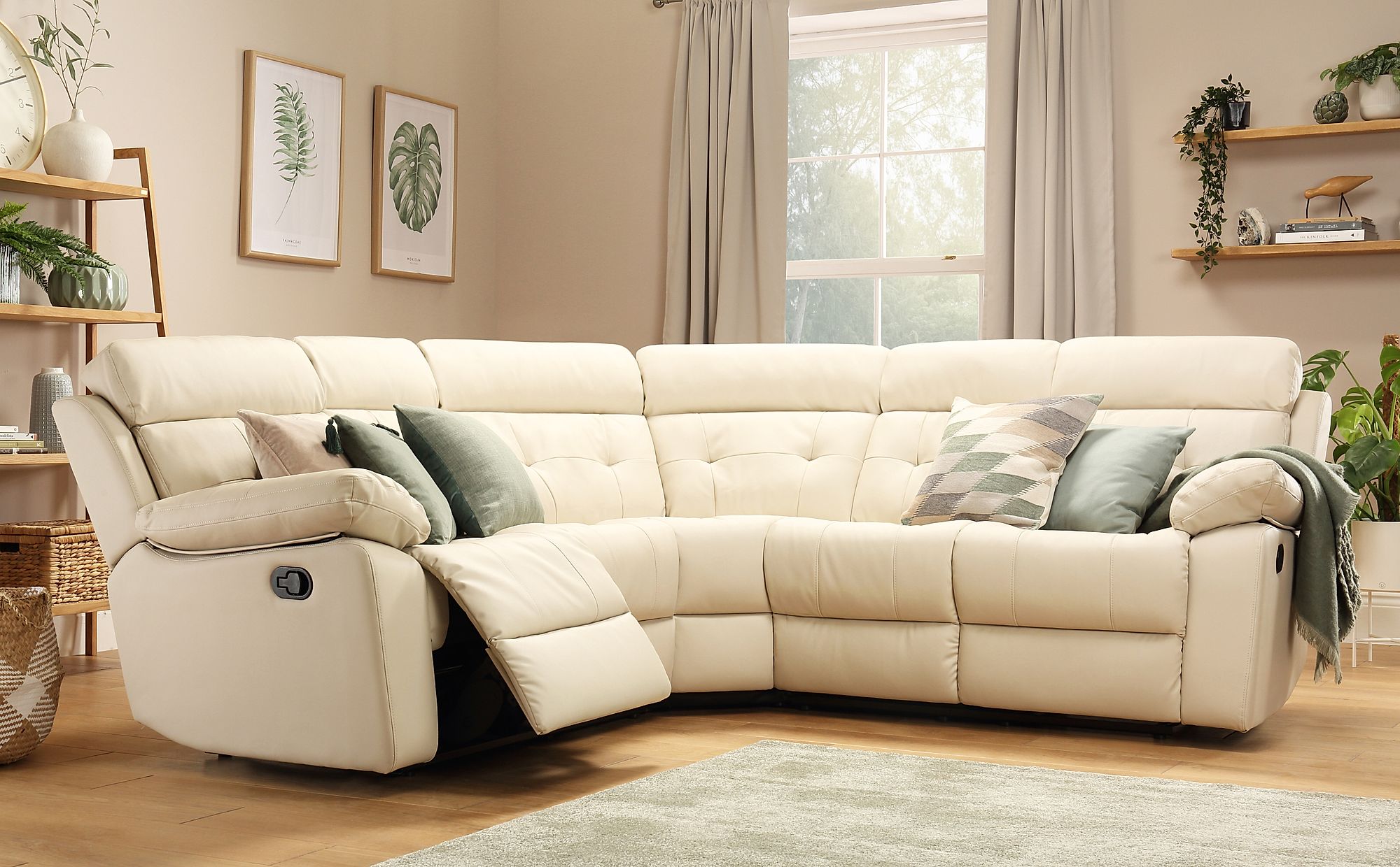 Grosvenor Ivory Leather Recliner  Corner Sofa  Furniture 