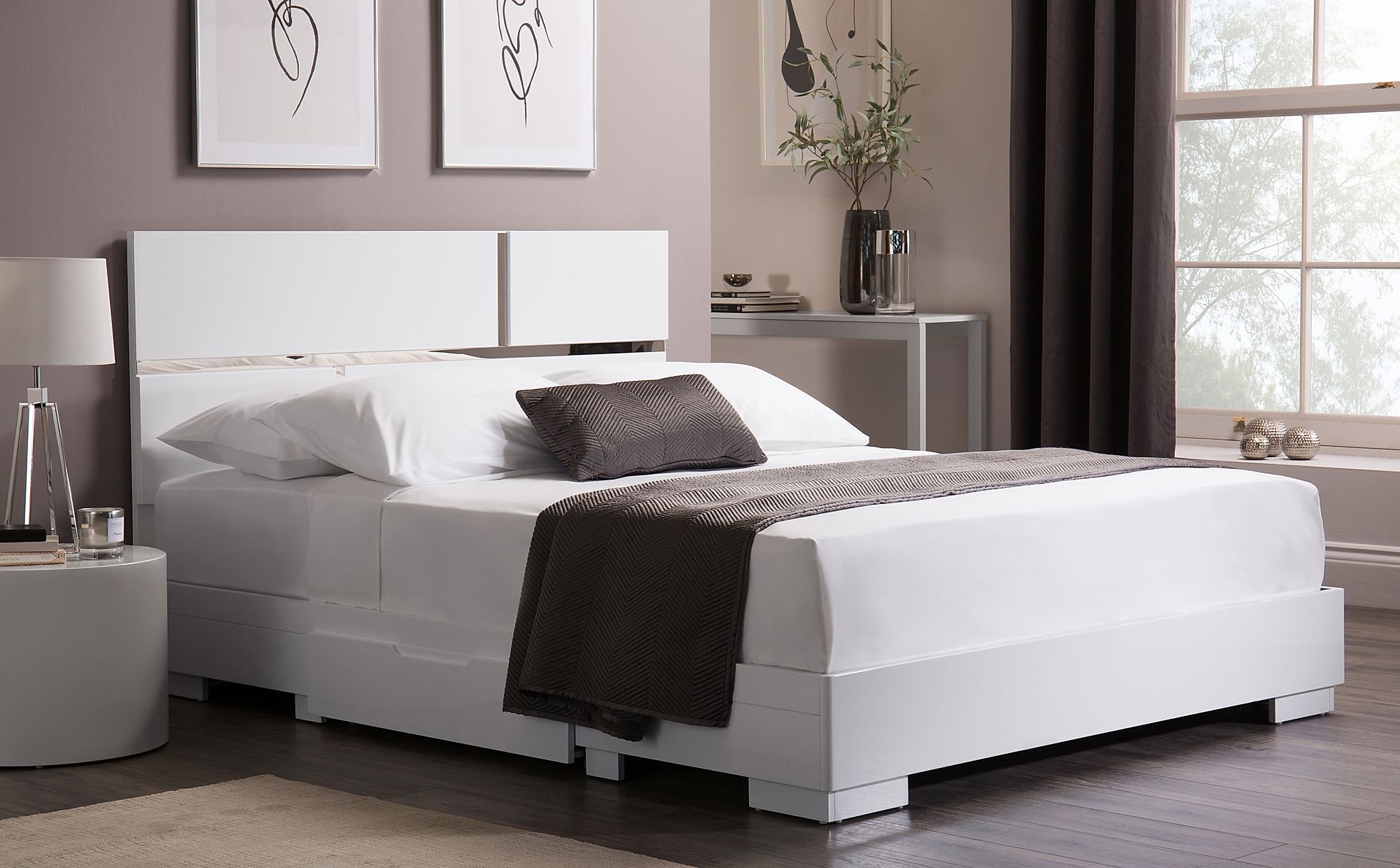white gloss led bedroom furniture