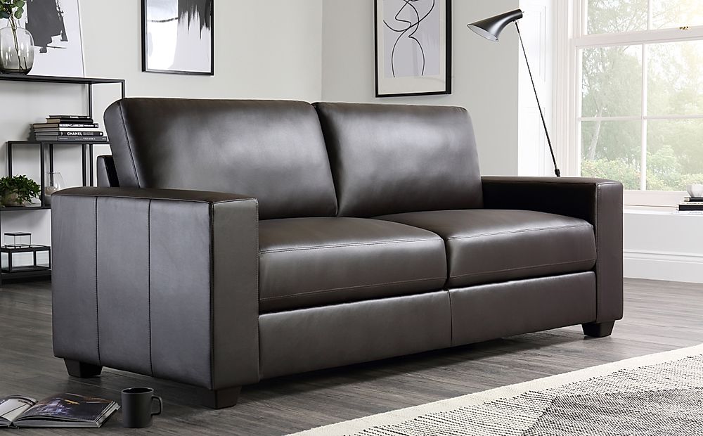 mission oak faux leather sofa dark brown