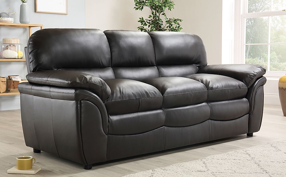 modern black faux leather sofa