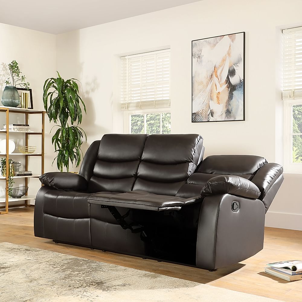 Soro Brown Leather 3 Seater, Leather Reclining Sofa And Loveseat