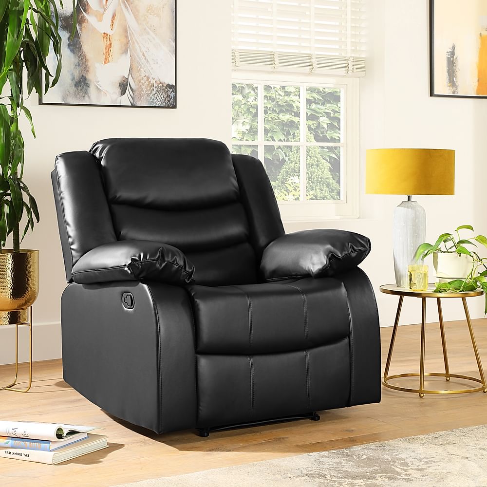 Sorrento Recliner Armchair, Black Classic Faux Leather