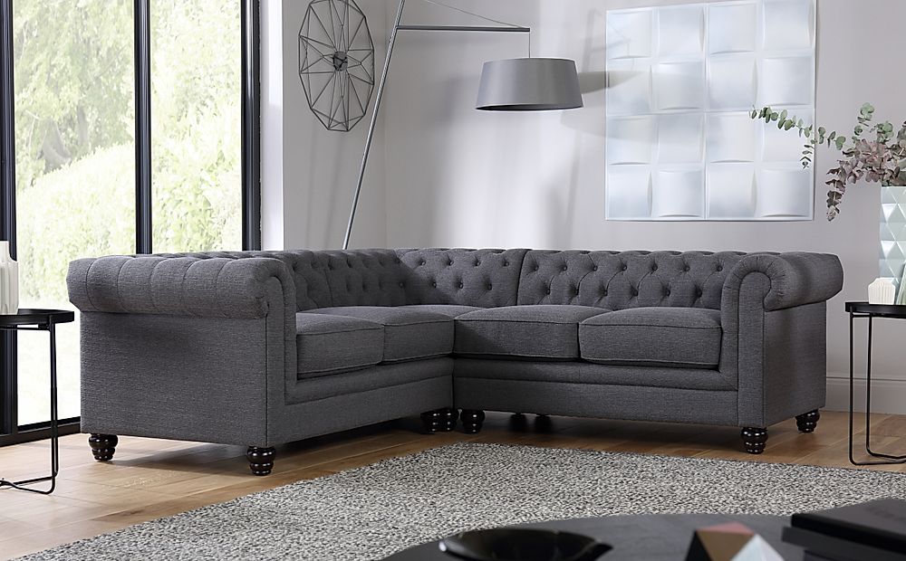 Hampton Slate Fabric Chesterfield, Chesterfield Style Sofas In Fabric