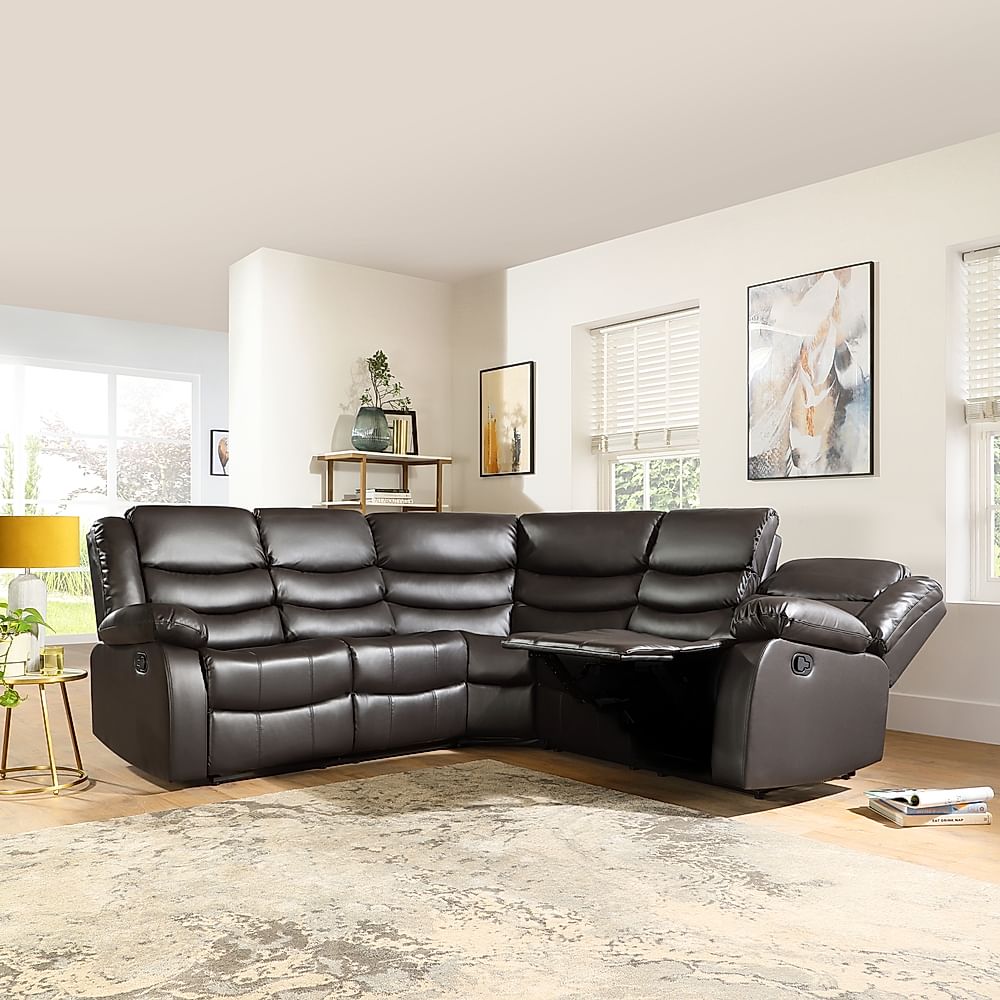 Soro Brown Leather Recliner Corner, Leather Couch Sectional Recliner