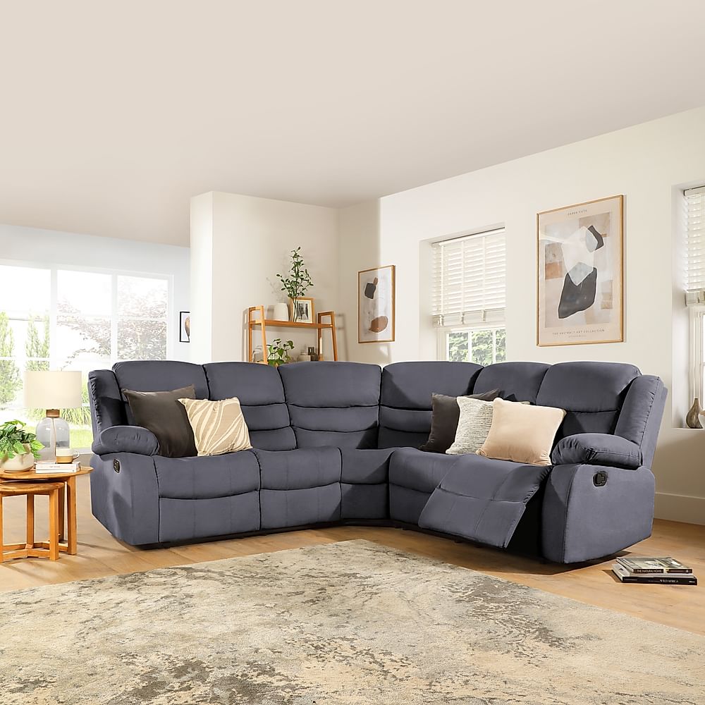 Sorrento Recliner Corner Sofa, Slate Grey Classic Plush Fabric
