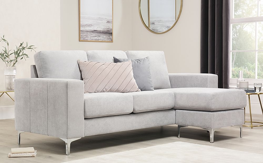 Baltimore Dove Grey Plush Fabric L Shape Corner Sofa | Furniture And Choice