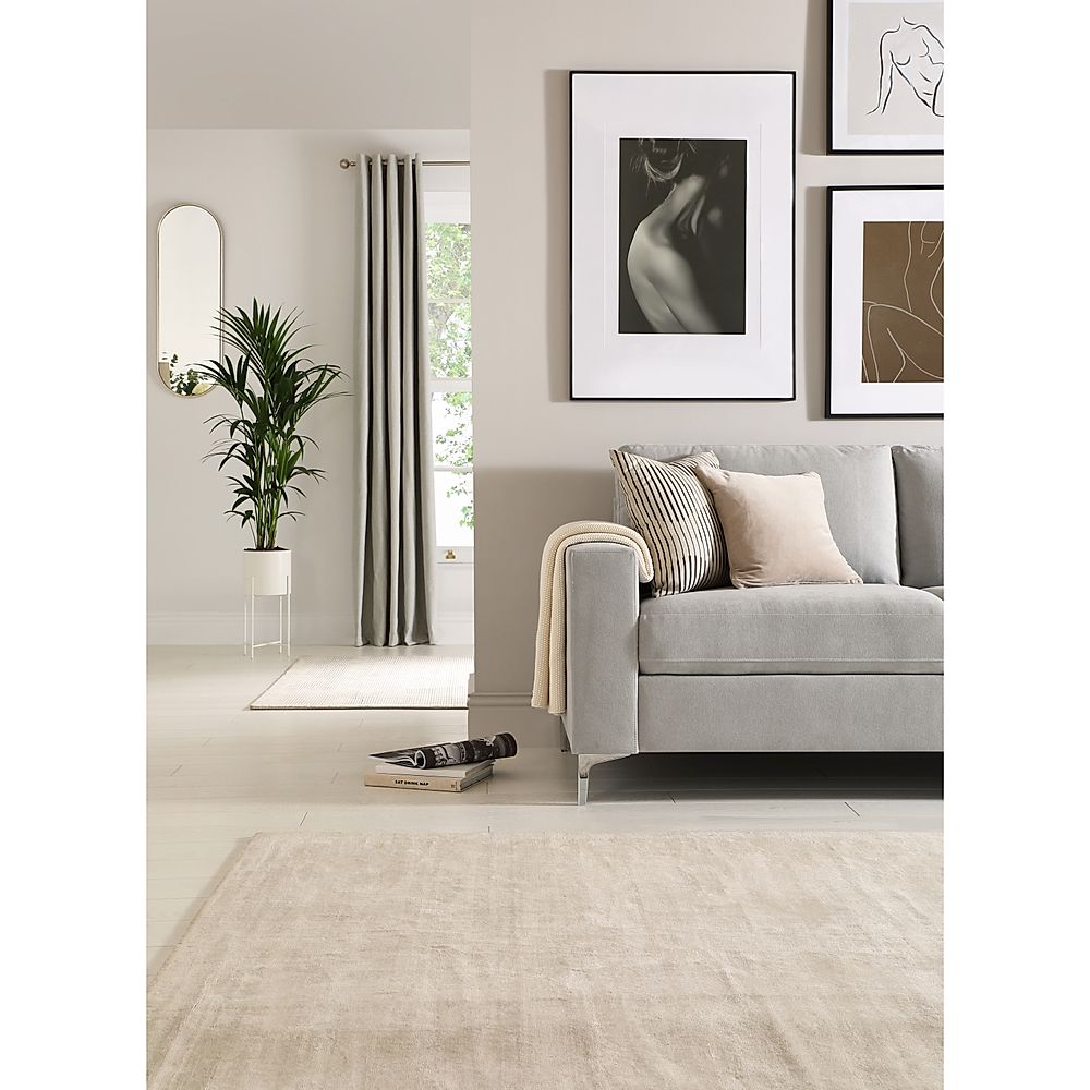 grey sofa and beige carpet