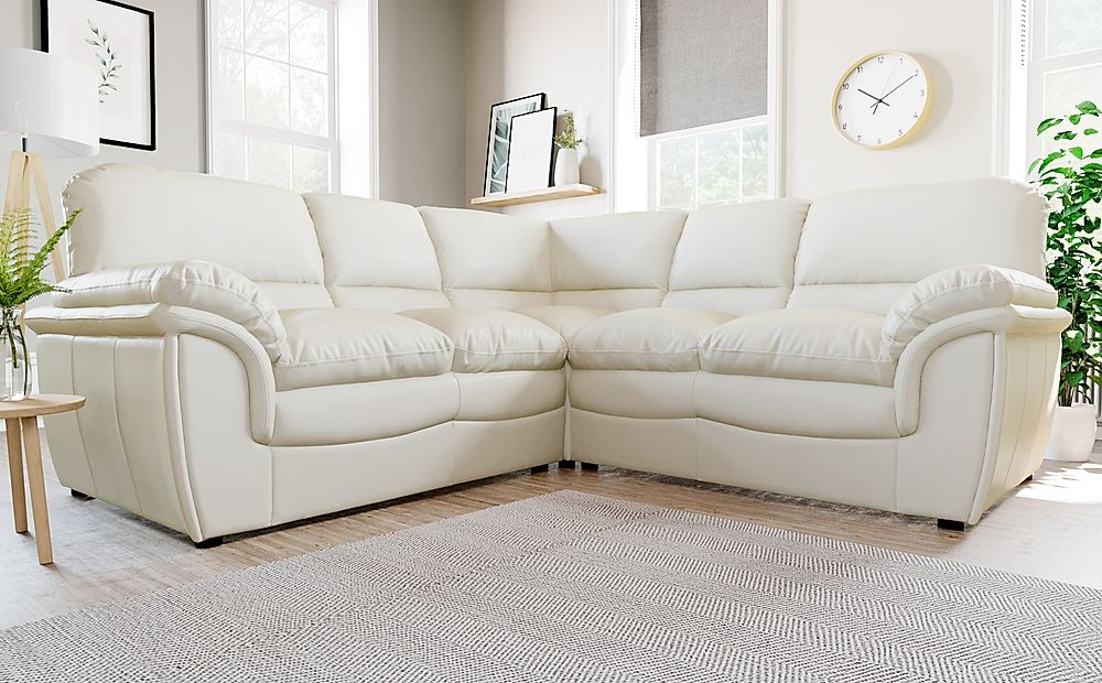 Rochester Ivory Leather Corner Sofa, Faux Leather Corner Sofa Bed Uk