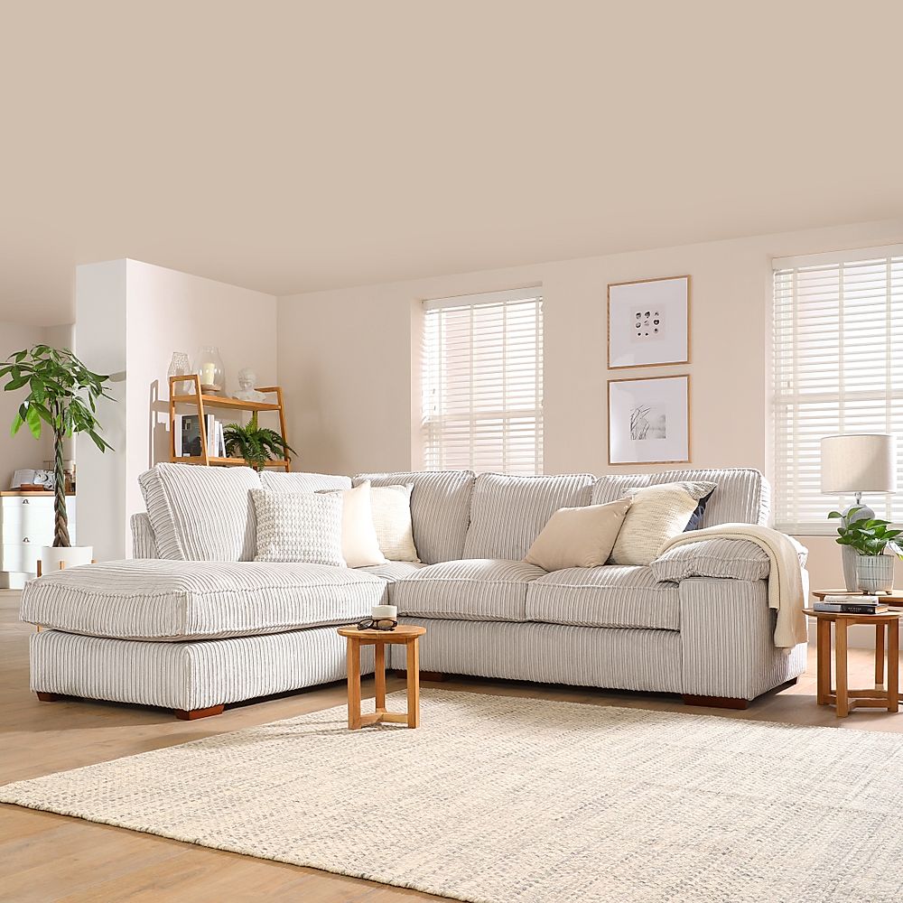Cassie L-Shape Corner Sofa, Left-Hand Facing, Grey Chunky Cord Fabric