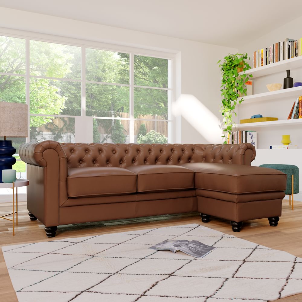 skrive Rettelse Dangle Hampton Tan L Shape Chesterfield Corner Sofa | Furniture And Choice